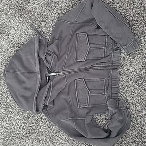NWT crop gray zip up